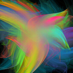 Fototapete - 3D visualization and isolated abstract fractal on a black background. The abstract computer is generated by a fractal design.