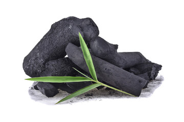 Bamboo charcoal isolated on white background.