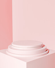 Poster - Blank pink circular pedestal closeup