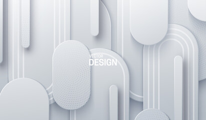 Poster - white papercut background. vector 3d illustration. abstract geometric layered background. paper shap
