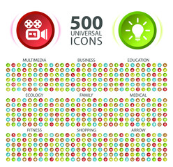 Poster - Set of High Quality Icons on Colorful Buttons on White Background . Isolated Vector Elements