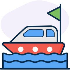 Wall Mural - 
Motorboat in flat editable design, sea travel icon
