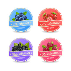 Poster - Realistic Detailed 3d Raw Berries Label Badge Sign Set. Vector