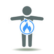 © wladimir1804 - Human body fire flame round rotation arrow icon vector. Metabolism Medical Sign. Metabolic Food Digestibility Human System Symbol.