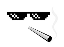 Pixel Glasses And Sigarette - Popular Thug Life Meme