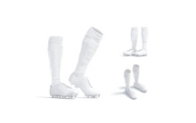 Blank White Soccer Boots With Socks Mockup, Different Views