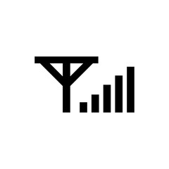 Aufkleber - Mobile network signal icon with antena in black. Vector on isolated white background. EPS 10