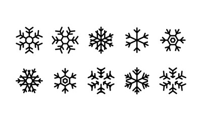 Wall Mural - Snowflake icon set in black. Christmas and New Year concept. Vector on isolated white background. EPS 10