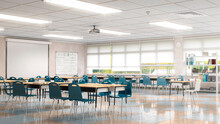 High School Classroom Interior. 3d Illustration