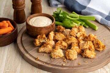 Air fried cauliflower florets and ranch dip