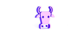 Purple Cow Icon Isolated On White Background. Minimalism Concept. 3d Illustration 3D Render.