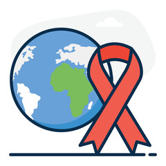 Wall Mural - 
Cancer awareness icon in editable flat style 

