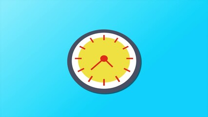 Poster - Clock, watch paper cut. Stop motion animation on blue background