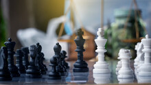 Black White Chess On Board, Strategic Decisions And Strategic Movement Ideas.