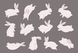 Mid autumn bunny. Chinese festival, rabbit modern character set. Asian funny flat holiday animals, oriental moon fest vector illustration. Bunny and rabbit, chinese mid autumn holiday