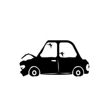 Junk Car Silhouette Icon. Clipart Image Isolated On White Background.
