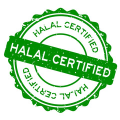 Sticker - Grunge green halal certified  word round rubber seal stamp on white background