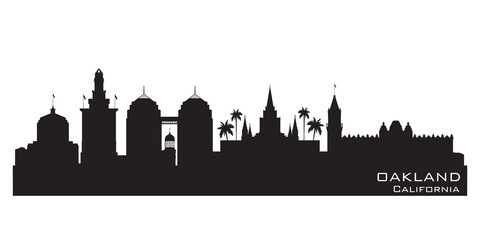 Wall Mural - Oakland California city skyline vector silhouette