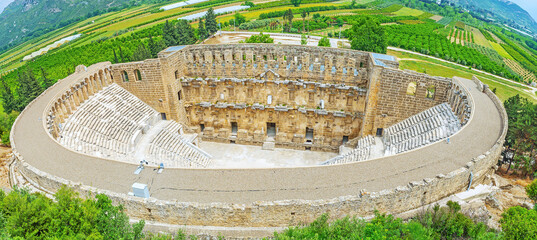 Poster - The top view on Aspendos amphitheater, Turkey.