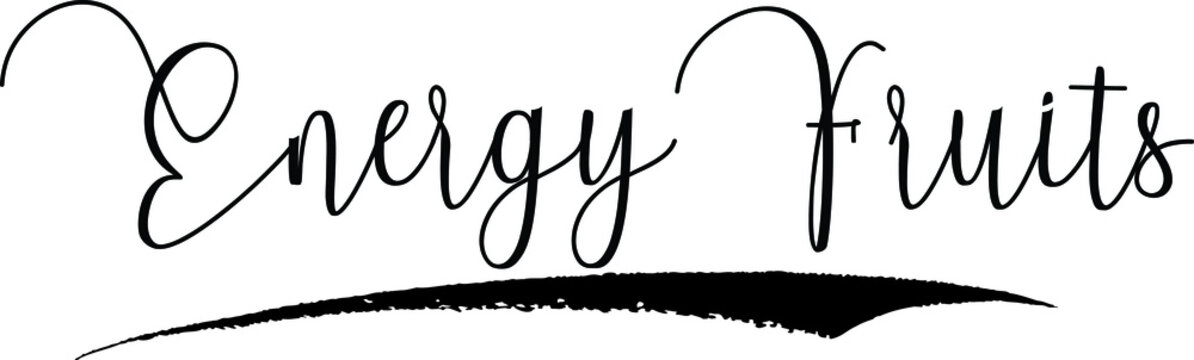 Energy Fruits Calligraphy Handwritten Black Color Text On Yellow 
Background