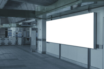 Wall Mural - blank billboard design for display announcement and advertising indoor transport station hall in cit