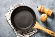 Frying pan or skillet with stone nonstick coating.