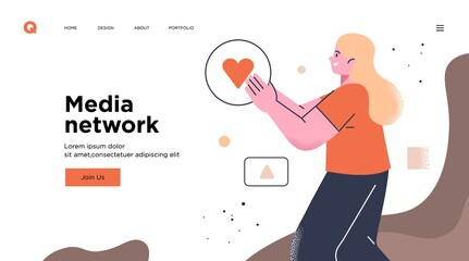 Poster - presentation slide template or landing page website design. business concept illustrations. modern f