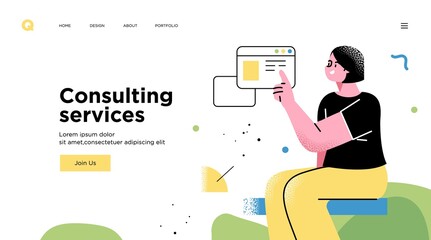 Wall Mural - presentation slide template or landing page website design. business concept illustrations. modern f