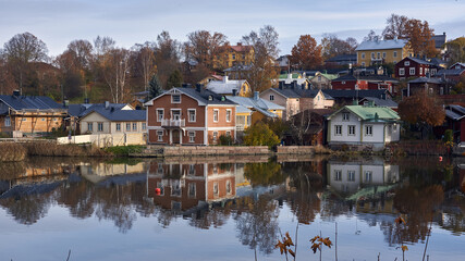 Wall Mural - traditional old wooden building in a provincial town in Finland