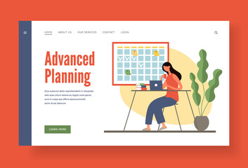 Poster - Advanced planning for important business tasks home page template.