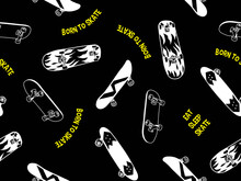 Skateboard Illustrations Allover Pattern For Apparel And Other Uses