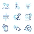 © blankstock - Technology icons set. Included icon as Credit card, Phone payment, Touchscreen gesture signs. Communication, Recycle, Idea symbols. Project deadline, Ab testing line icons. Line icons set. Vector