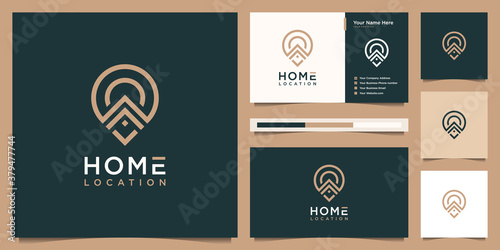 Fotografía home location logo design and business card template