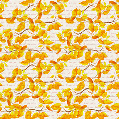 Wall Mural - abstract yellow leaves, autumn branches. seamless pattern with 