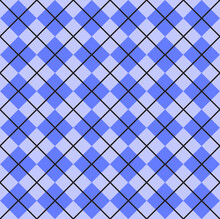 Vector Seamless Pattern Of Blue Flat Cartoon Plaid Check Isolated On White Background