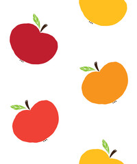 Sticker - Vector seamless pattern of different color hand drawn doodle sketch apples isolated on white background