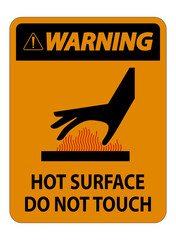 Warning Burn hazard,Hot surface,Do not touch Symbol Sign Isolate on White Background,Vector Illustration