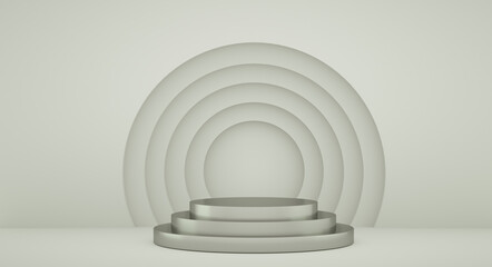 Poster - Podium for product presentation with yellow circles, 3d render background