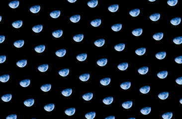 pattern of blue moon on black background