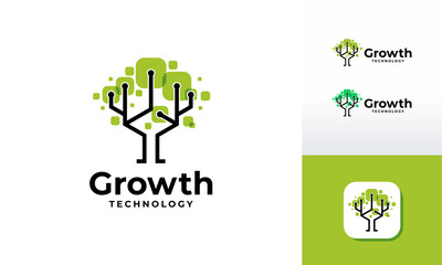 Sticker - digital tree logo designs concept vector, growth tech tree logo symbol vector