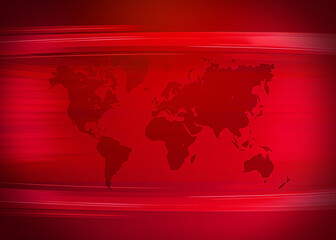 Poster - Red News Abstract background concept with world map on the back. Studio backdrop concept free space 