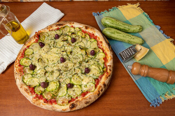 vegetarian pizza of zucchini