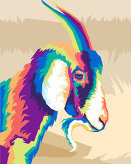 illustration of a goat style pop art