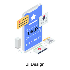 ui design illustration in isometric vector, customize mobile interface