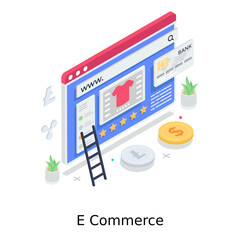 Sticker - 
Ecommerce concept, online shopping isometric vector design 
