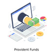 
Provident fund concept in modern isometric style 
