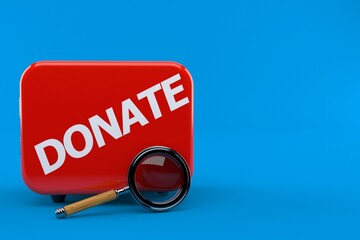 Sticker - Donate box with magnifying glass