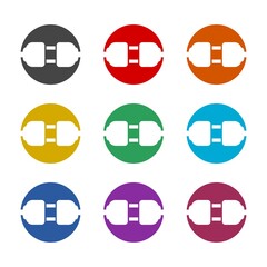 Sticker - Plug and power socket connected together icon, color set