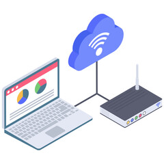 Wall Mural - 
Cloud database server isometric icon
