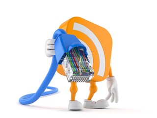 Poster - RSS icon character holding network cable